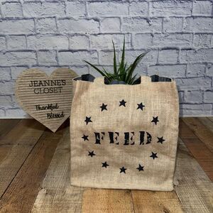 FEED target collaboration burlap tote bag